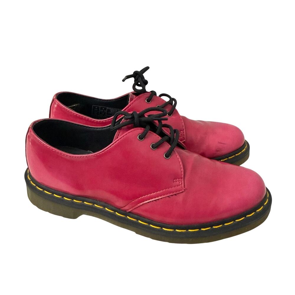 Dr Martens Hot Pink Vegan 1461 Shoes Womens Size 10 US Patent Leather